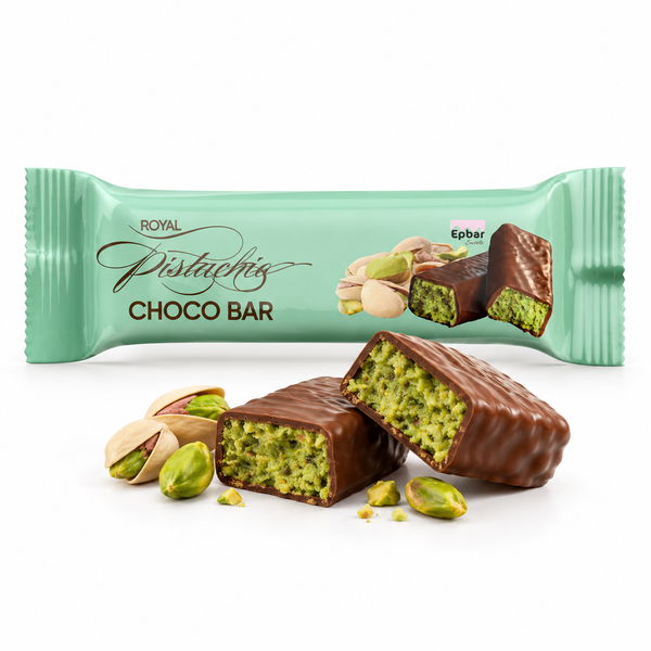 Epbar Sweets pistacijų skonio batonėlių dėžė,25x 50g