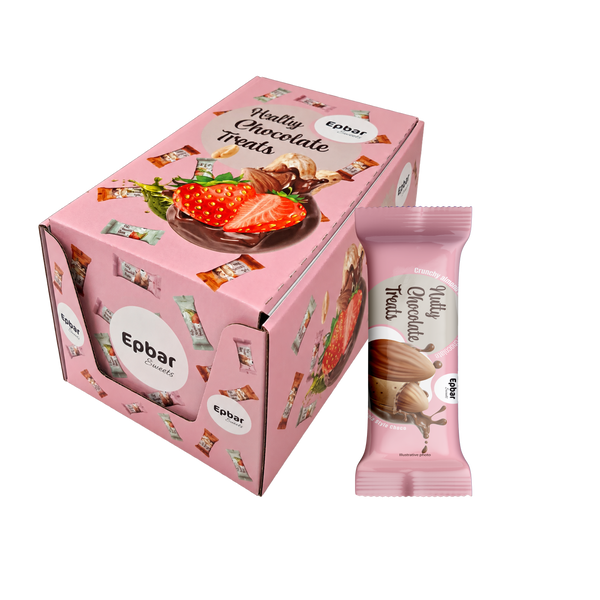 Epbar Sweets migdolų skonio batonėlių su sausainiais dėžutė „California style“, 25x25 g