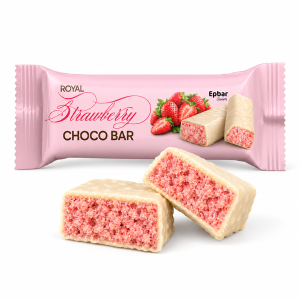 Epbar Sweets traškių braškių skonio batonėlių dėžė, 25x50g