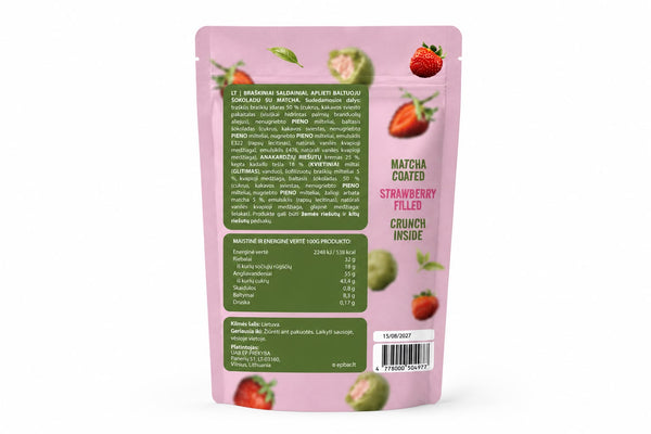Epbar Sweets braškių ir matcha skonio saldainiukai, 5x75 g