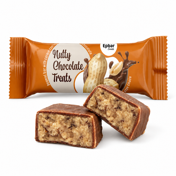 Epbar Sweets žemės riešutų ir karamelės skonio batonėlių dėžutė „Texas style“, 25x25 g