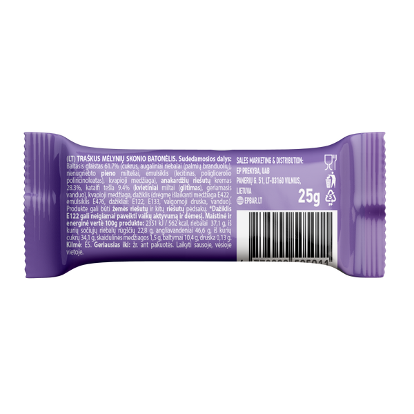Epbar Sweets mėlynių skonio batonėlių dėžutė "Lapland style", 25x25g