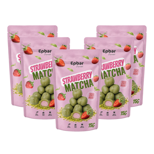 Epbar Sweets braškių ir matcha skonio saldainiukai, 5x75 g