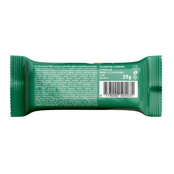 Epbar Sweets pistacijų skonio batonėlių dėžutė „Arizona style“, 25x25 g