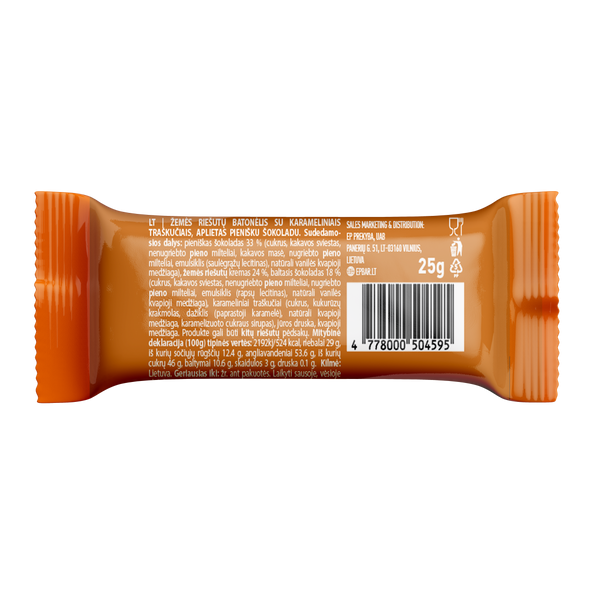 Epbar Sweets žemės riešutų ir karamelės skonio batonėlių dėžutė „Texas style“, 25x25 g